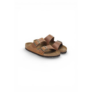 Braune flache Ledersandalen
