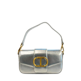 Bolso de hombro plateado de PU para mujer