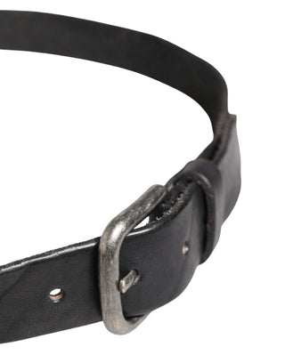 Herren Gürtel aus schwarzem Leder mit Metallschnalle
