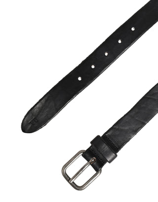 Herren Gürtel aus schwarzem Leder mit Metallschnalle