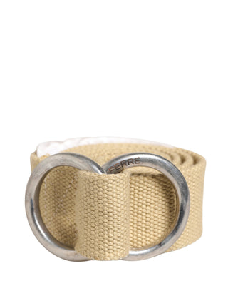 Herren Beige Canvas Gürtel mit silberner Metallschnalle