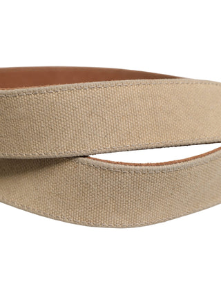 Herren Beige Canvas Gürtel mit silberner Metallschnalle