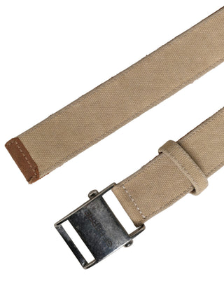Herren Beige Canvas Gürtel mit silberner Metallschnalle