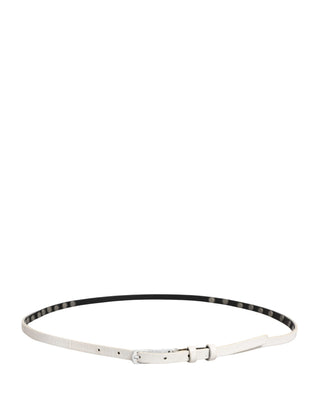 White Leather Studded Cintura Belt