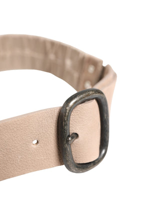 Damen beiger Taillengürtel aus Polyester mit silberner Metallschnalle