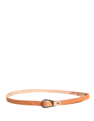 Cinturón skinny para mujer naranja con hebilla metálica plateada