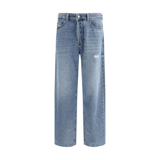 Jeans de algodón azul de corte relajado  