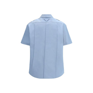Camisa azul de algodón de manga corta