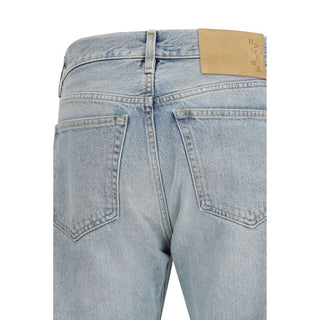 Jeans de pierna recta de algodón azul