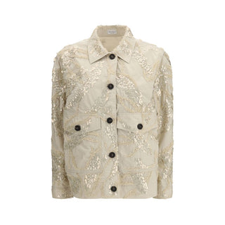 Beige Baumwolljacke, knöchellang