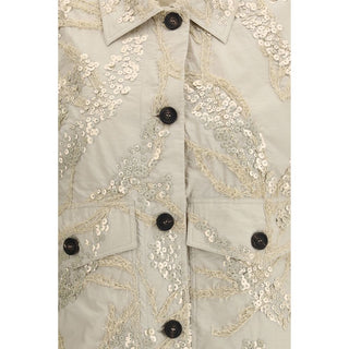 Beige Baumwolljacke, knöchellang