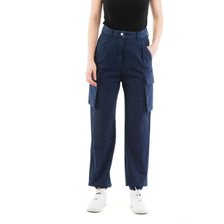 Blue Cotton Cargo Pants