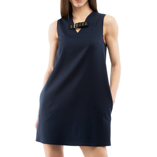 Vestido Casual de Poliéster Azul