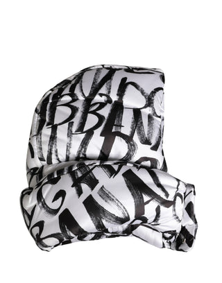 White Logo Print Whole Head Wrap Capello Hat
