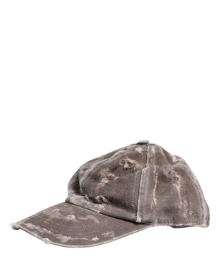 Herren Braune Baumwolle Distressed Baseball Cap Hut