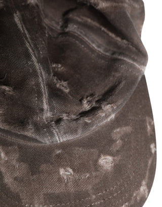 Herren Braune Baumwolle Distressed Baseball Cap Hut