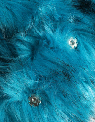Blauer Modacryl Pelz Damen Fischerhut