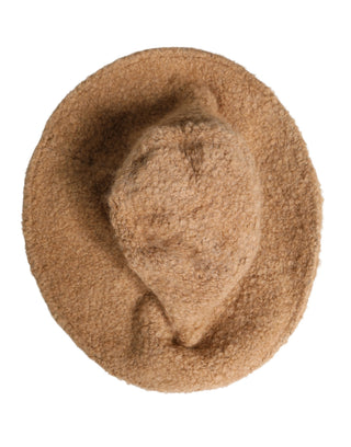 Beige Virgin Wool Fur Women Knitted Capello Hat