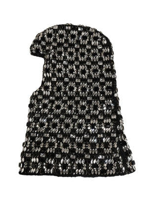 Schwarze Woll-Sturmhaube mit Kristallverzierung