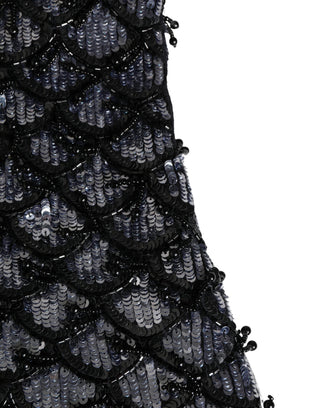 Black Wool Crystal Embellished Balaclava Hat