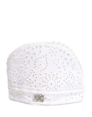 Sombrero de algodón blanco bordado con cristales DG