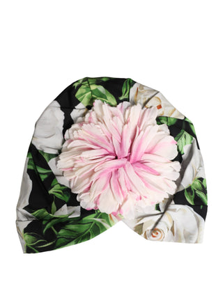 Turbante negro con motivo floral para mujer