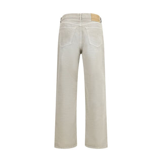 Gray Cotton Straight-Leg Jeans
