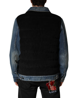 Chaqueta blusón de mezclilla azul y algodón para hombre