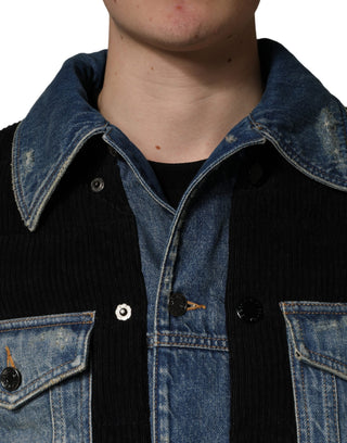 Chaqueta blusón de mezclilla azul y algodón para hombre