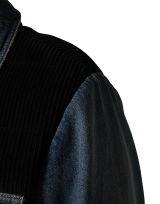 Chaqueta blusón de mezclilla azul y algodón para hombre