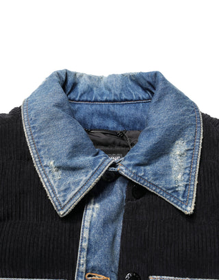 Chaqueta blusón de mezclilla azul y algodón para hombre