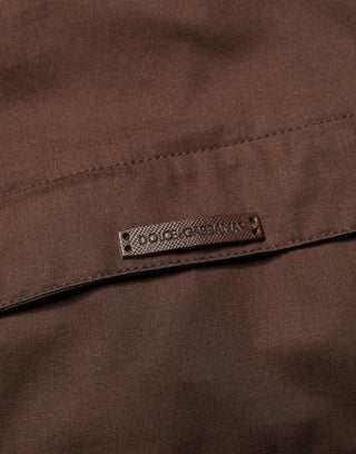 Braune beige Baumwoll-Windbreaker-Jacke mit Reißverschluss