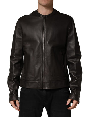 Schwarze Lammleder Bikerjacke mit durchgehendem Reißverschluss