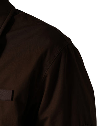 Braune Bomberjacke mit durchgehendem Reißverschluss aus Baumwoll-Stretch