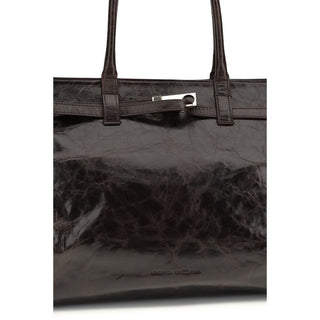 Schultertasche aus braunem Kalbsleder vom Bos Taurus