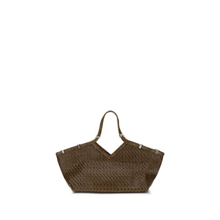 Bolso de mano de piel de búfalo marrón