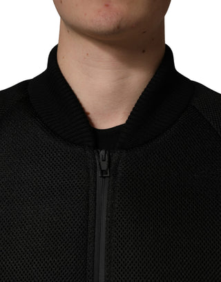 Chaqueta bomber negra de nailon para hombre con cremallera completa  