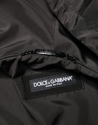 Men Black Hooded Full Zip Bomber Jacket