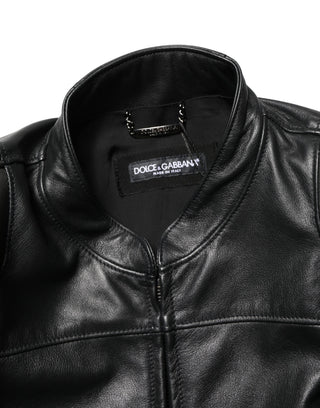 Schwarze Herren Bikerjacke aus Nylon mit durchgehendem Reißverschluss