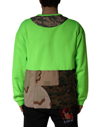 Grüner Patchwork Herz Herren Pullover Sweatshirt