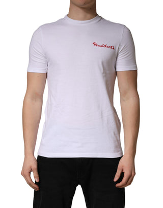 Herren Rundhals-T-Shirt aus Baumwolle mit weißer Logo-Stickerei