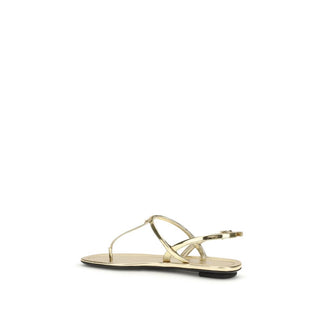 Flache Sandalen aus silbernem Kalbsleder (Bos Taurus)