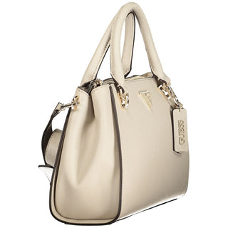Beige Damenhandtasche aus Polyurethan
