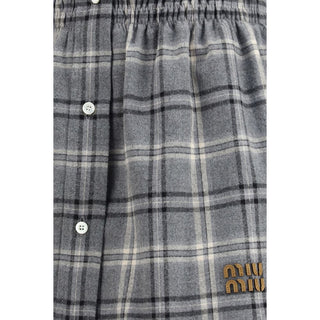 Gray Cotton Mini Skirt