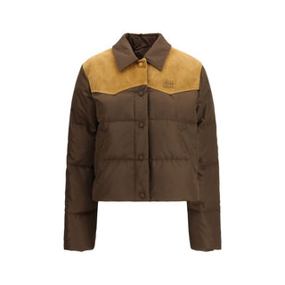 Braune, durchgehende Jacke aus recyceltem Polyester