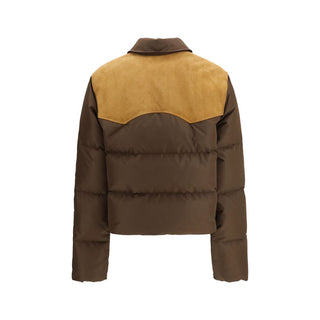 Braune, durchgehende Jacke aus recyceltem Polyester