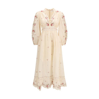 Vestido casual beige de lino