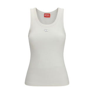 White Cotton Sleeveles T-Shirt
