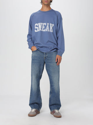 Jeans acampanados azules de algodón