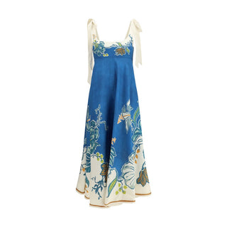 Blue Linen Casual Dress